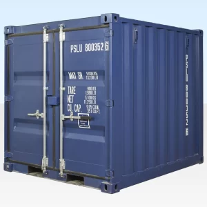 8ft New Shipping Container for sale (blue). New once used storage container. One way trip container.