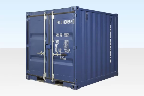 8ft New Shipping Container for sale (blue). New once used storage container. One way trip container.